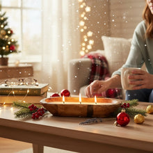 Load image into Gallery viewer, Wooden Dough Christmas Centrepiece Candle
